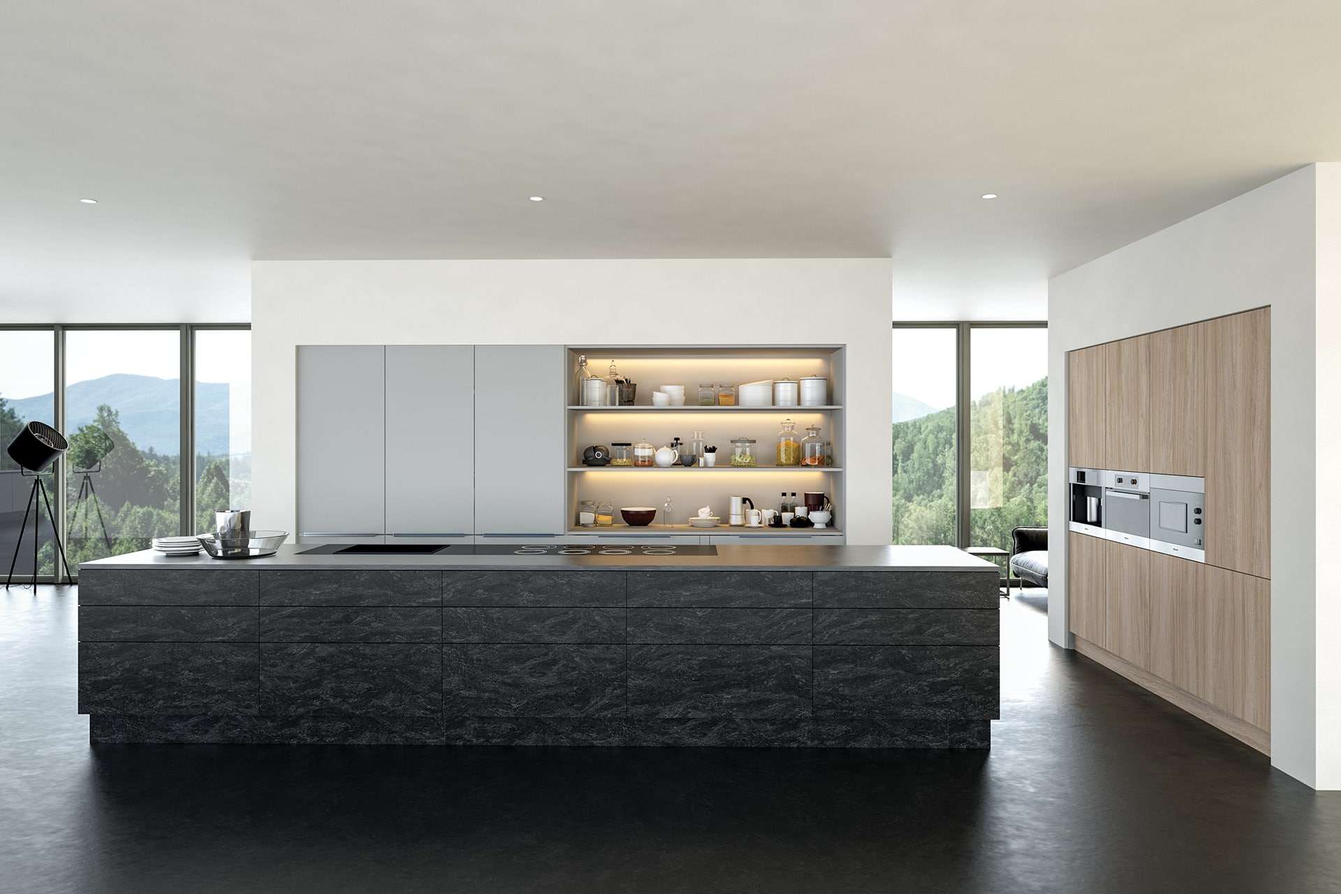 Valore Urban Oak Textured Kitchen Door Valore Evora Stone Graphite Textured