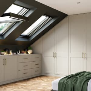 Bella-Rowen-Supermatt-Taupe-Grey-Bedroom-with-Sloping-Doors