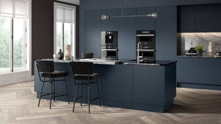 matt blue kitchen doors