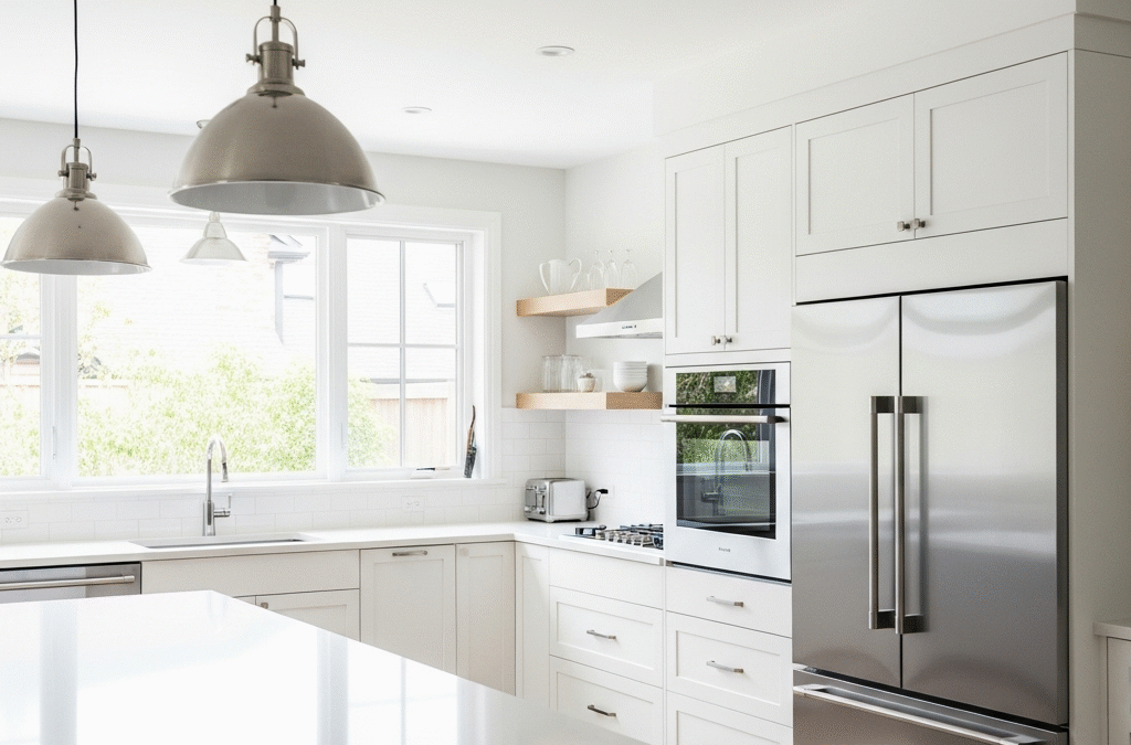 Close-up of new replacement kitchen doors in a modern kitchen.
